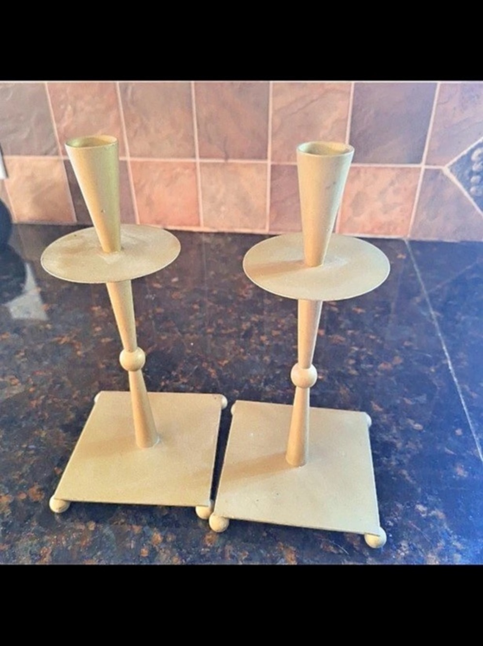 Pair of Gold Candle Holders Decor
